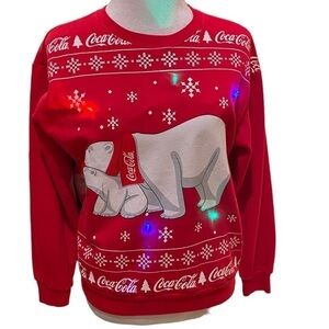 Coca-Cola Polar Bear Crew Neck Light Up Festive Sweatshirt Size XS. 2022